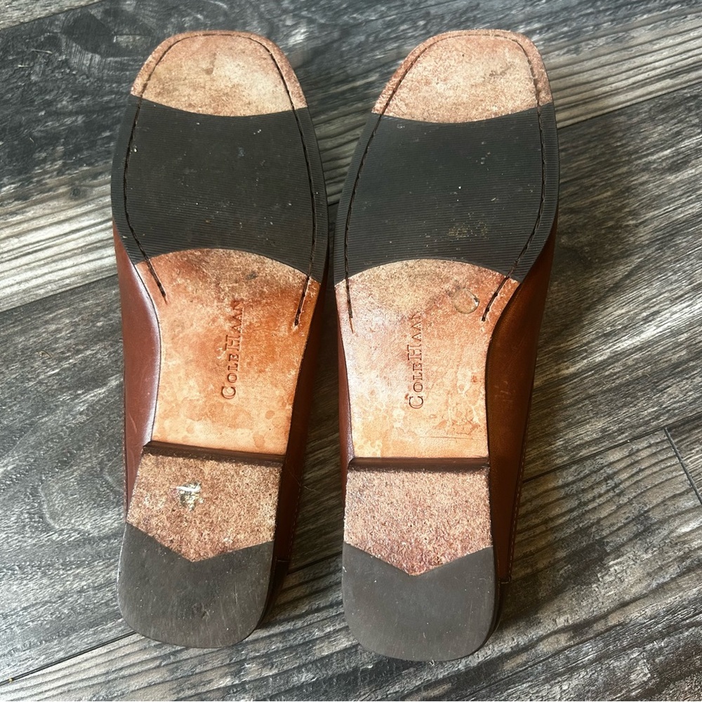Cole Haan Women’s Brown Leather Slip-On Slide Tassel Loafers Size 9 - Picture 7 of 9